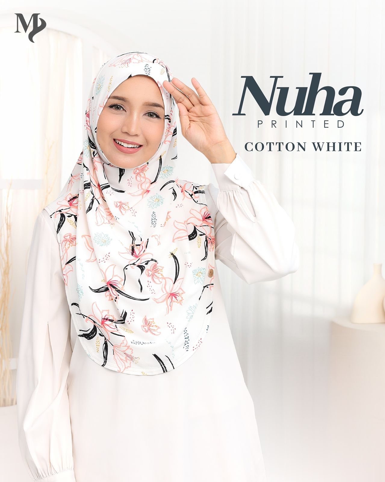 Nuha Printed - with chin cover instant hijab