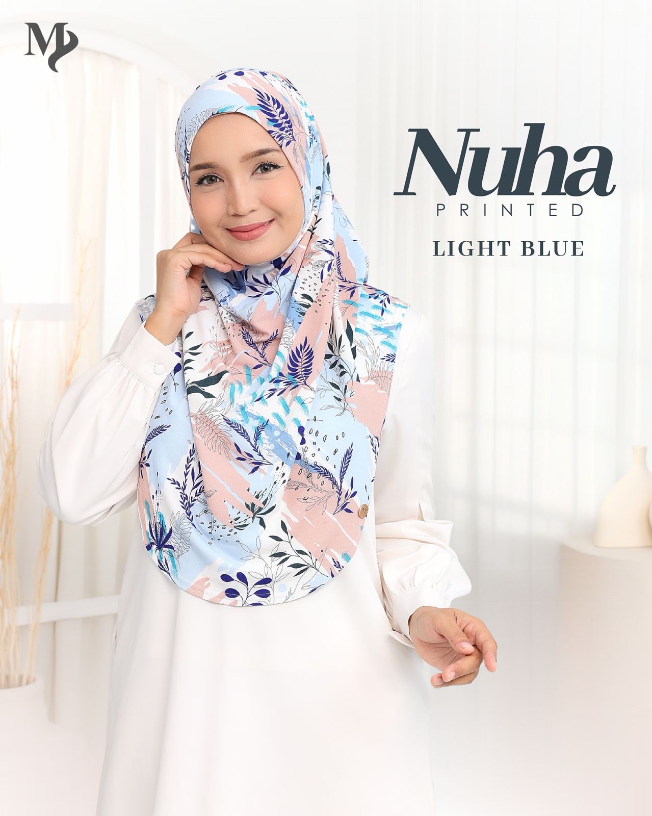 Nuha Printed - with chin cover instant hijab
