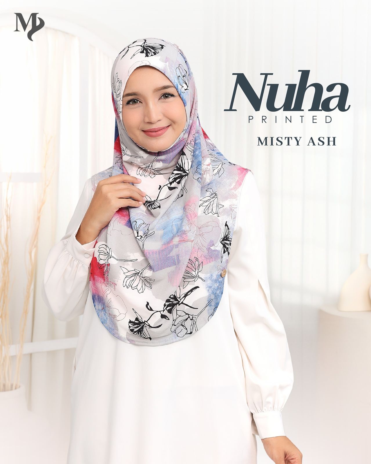 Nuha Printed - with chin cover instant hijab