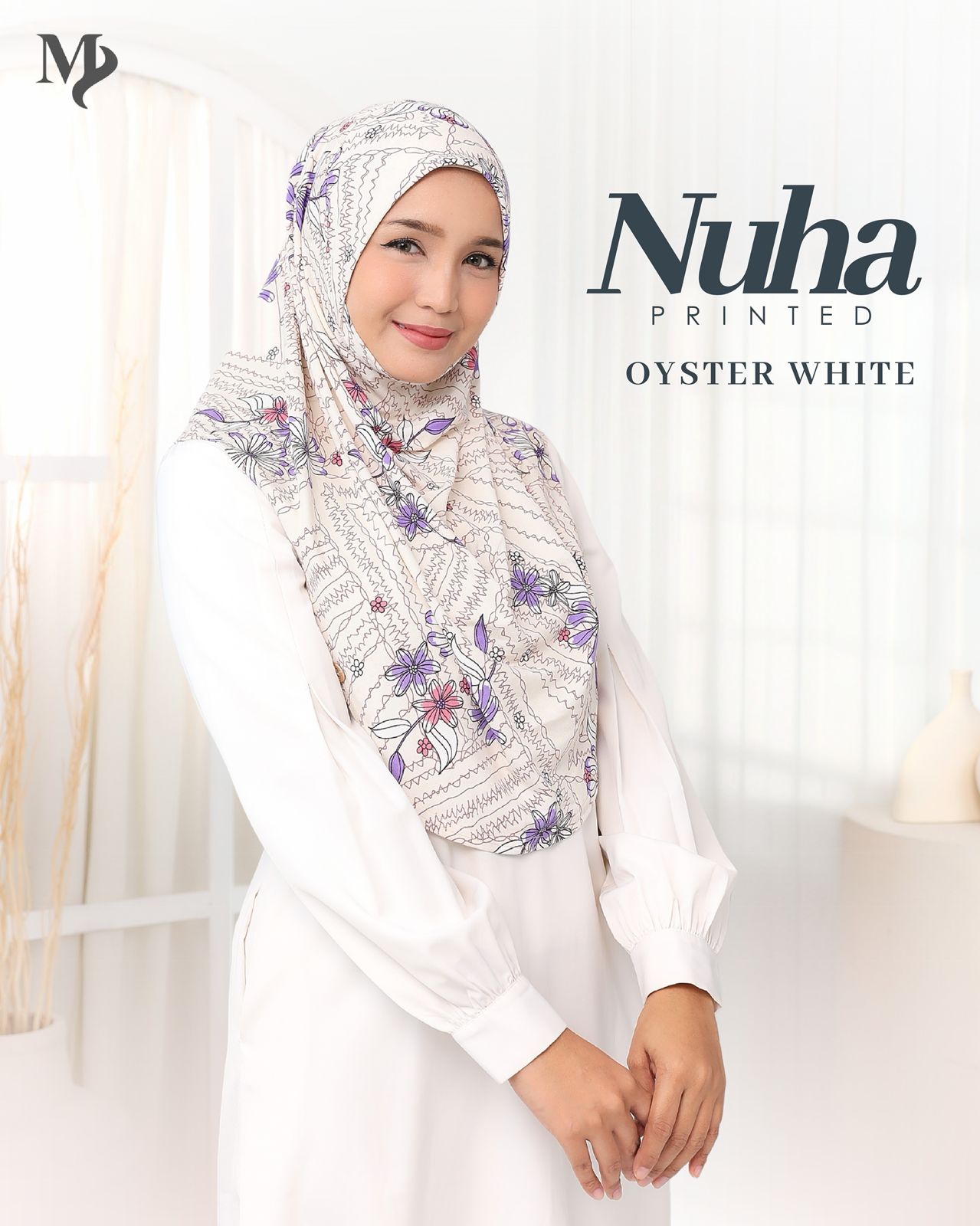 Nuha Printed - with chin cover instant hijab