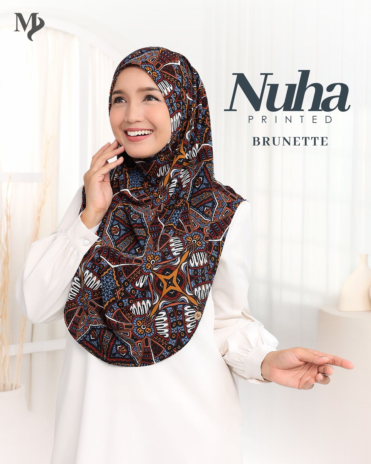Nuha Printed - with chin cover instant hijab