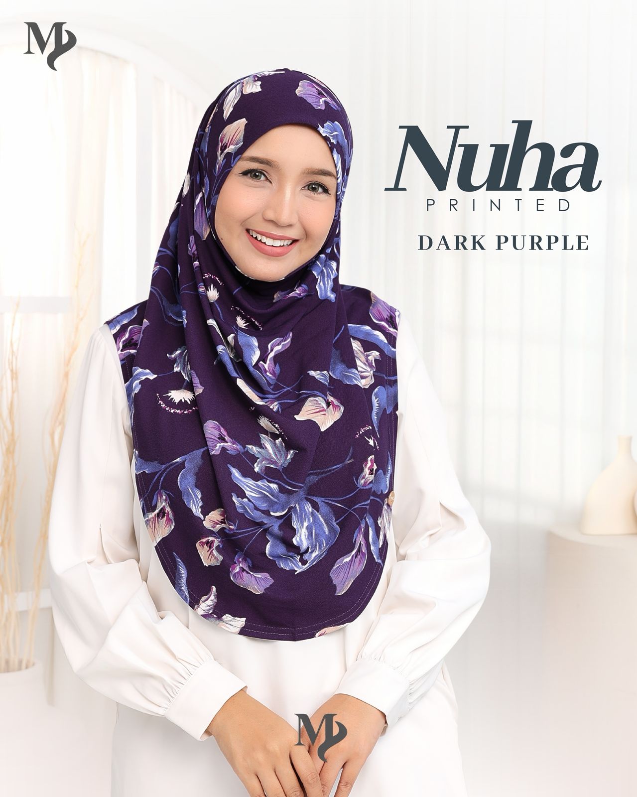 Nuha Printed - with chin cover instant hijab