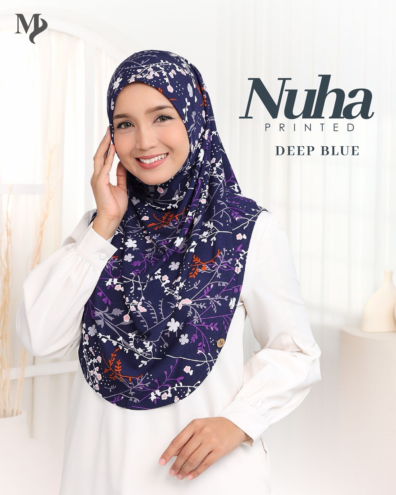 Nuha Printed - with chin cover instant hijab