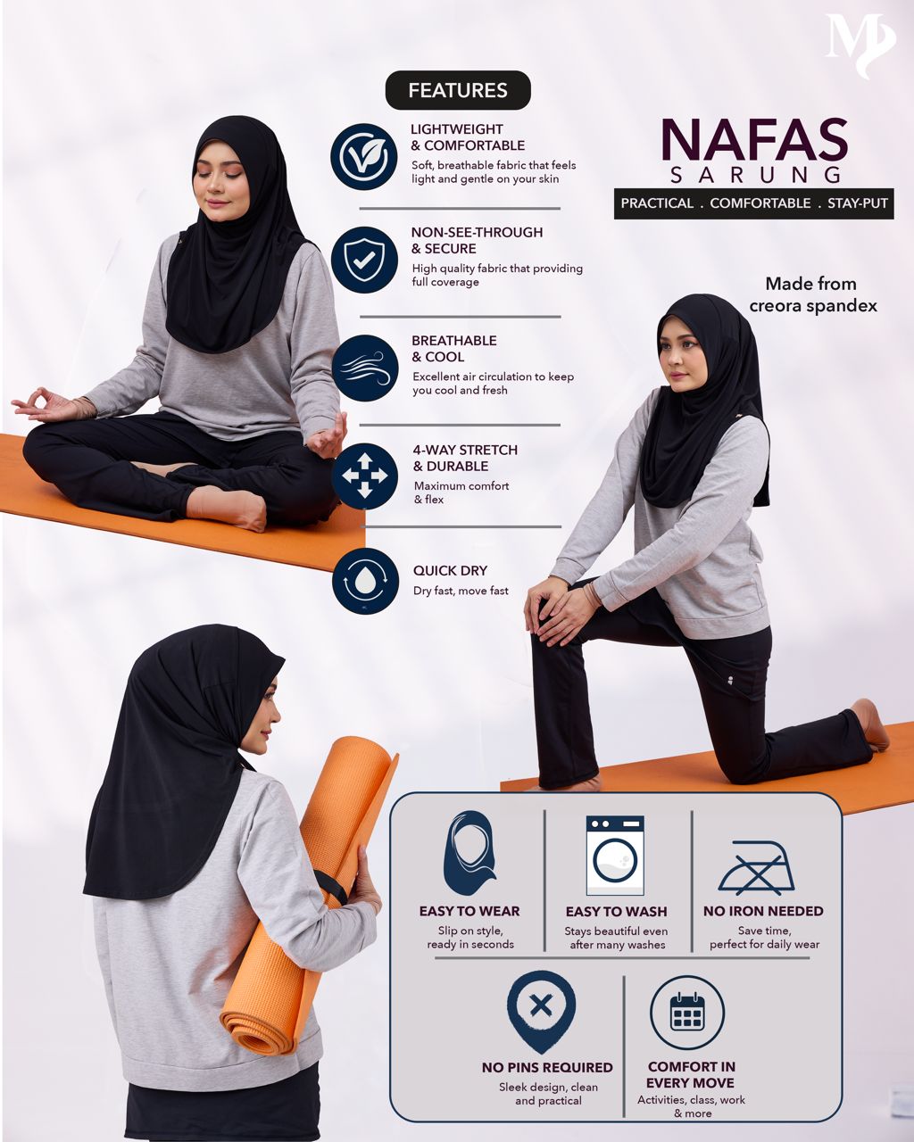 NAFAS SARUNG - Premium Instant Sports Hijab